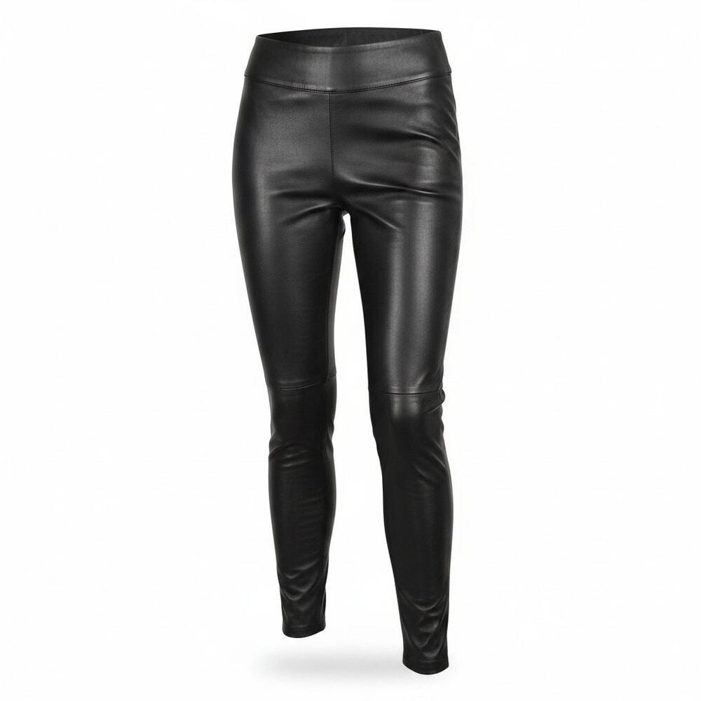 Iris & Ink Black Lambskin Stretch-Leather Leggings 10